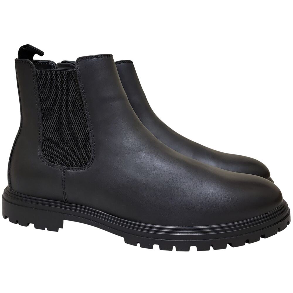 Call It Spring Men Ramiro Chelsea Ankle Boots Size US 10 Black Faux Leather